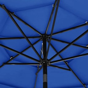 Umbrela de soare 3 niveluri, stalp de aluminiu, azuriu, 3 m azure blue, 3 m
