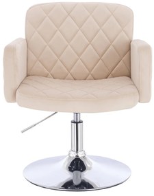 HR802N Scaun Crem din Catifea cu Bază Cromata