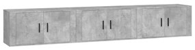 3188362 vidaXL Dulapuri TV montate pe perete, 3 buc., gri beton, 80x34,5x40 cm