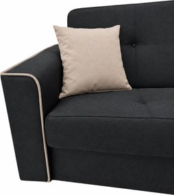 Canapea VERA extensibila, 3 locuri, lada de depozitare, stofa antracit + bej deschis, 225x90x90 Crem + Maro, Stofa