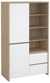 Vitrină albă-în culoare naturală cu aspect de lemn de stejar 100x170x48 cm Next – Tvilum