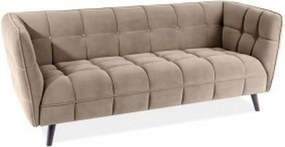 Canapea CASTELLO 3, bej/wenge, stofa catifelata/lemn, 200x85x78 cm