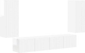 vidaXL Set Dulap pentru Televizor Montat pe Perete 4 pcs Alb lucios