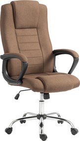 Vinsetto Scaun de Birou Ergonomic Inclinabil și Rotativ în Țesătură cu Aspect de In cu Tetieră, Maro | Aosom Romania