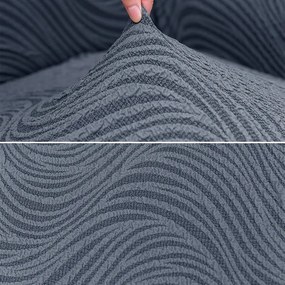Set 2 huse elastice pentru fotolii, fara volanas, cu model Jacquard Cenusiu in dungi