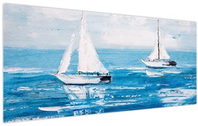 Tablou - Pictură yacht pe mare (120x50 cm)