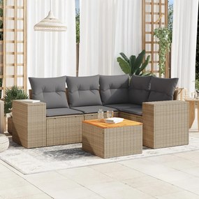 vidaXL Set canapele de grădină cu perne, 5 piese, bej, poliratan