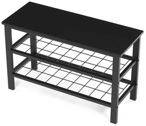 Raft pentru pantofi cu 2 rafturi, negru
