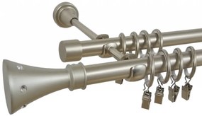 Galerie dubla Carter, prindere perete, grosime 19mm, crom mat (Alege marime: 200 cm)