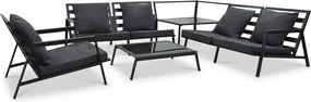 vidaXL Set mobilier grădină cu perne 5 piese gri închis aluminiu