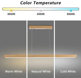 Brilagi - Lustra LED OAK suspendată cu cablu, 30W/230V, 3000/4500/6000K, stejar