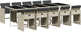 vidaXL Set mobilier de grădină cu perne 11 piese gri deschis poliratan