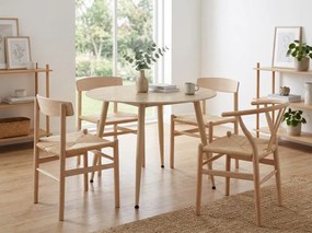 Masa rotunda de dining NELVO 90 cm, travertin/casmir
