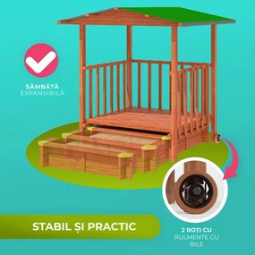 Groapa cu nisip cu verandă SUNNY, 130x130x143cm, maro/verde Jurhan