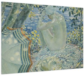 Tablou pe sticlă - Frederick Carl Frieseke, On the Bank, reproducere (70x50 cm)