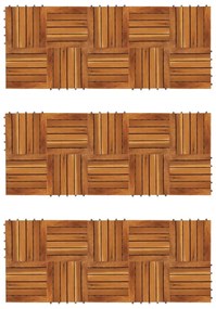 Set dale din lemn de salcam cu model vertical 30 x 30 cm, 30 buc. Maro, 30, Model 2