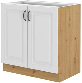 Dulap inferior de bucătărie sub chiuvetă Sheila 80 ZL 2F BB (Stejar artisan + Alb). 1032444