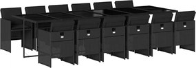 vidaXL Set mobilier de grădină cu perne, 13 piese, negru, poliratan