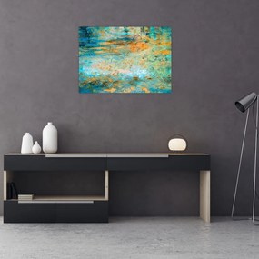 Tablou pe sticlă - Abstract albastru (70x50 cm)