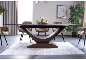 Masă de sufragerie extensibilă 180-240 cm Danyell (gri + nuc) (pentru 8 și mai multe persoane). 1050106