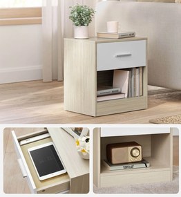 Noptiere NOVERA set 2 buc 39x28 cm, bej/alb.