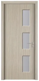 Usa Interior din MDF Novo Doors ND316, Cadru din Lemn Masiv, Geam Sablat, KIT COMPLET, Toc , Manere si balamale incluse (Culoare: Gri deschis,