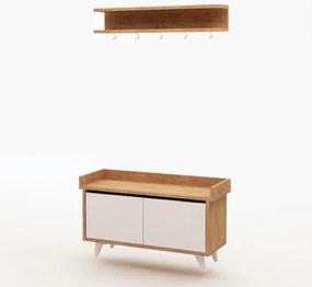 Cuier de perete ARASSO 18,8x80 cm + pantofar 60x90 alb/maro