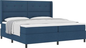 vidaXL Pat cu arcuri cu saltea albastru 200 x 200 cm țesătură