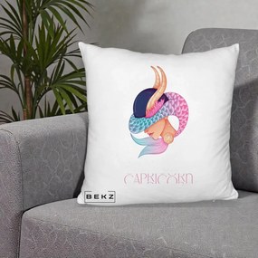 Perna Personalizata Zodiac Capricorn Cowgirl, 40x40 cm, Alb Pufos, Husa Detasabila, Perna Inclusa, BEKZ®