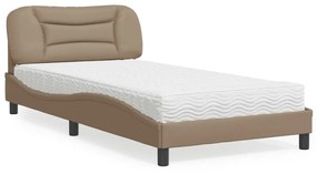 3208707 vidaXL Pat cu saltea, cappuccino, 100x200cm piele ecologică