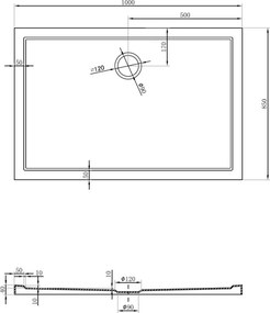 Mexen Flow cadă de duș dreptunghiulară slim 100 x 85 cm, alb lucios - 46R108510