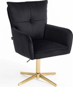 HR250CROSS Scaun Catifea Neagră Bază Aurie