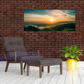 Tablou cu soarele răsărind deasupra mării (120x50 cm)