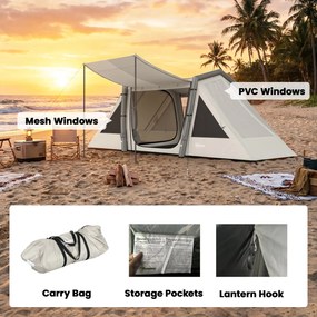 Outsunny Cort gonflabil 6 persoane Montare rapidă Cort outdoor pentru camping cu 2 dormitoare Antreu Fereastră | Aosom Romania