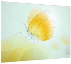 Tablou pe sticlă - Fluturele galben (70x50 cm)