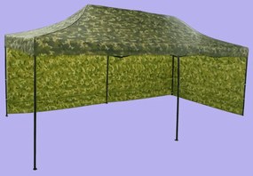 Pavilion de grădină  3x6m – din aluminiu, 2 pereţi laterali, Camuflaj