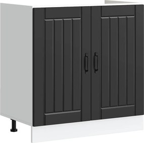vidaXL Dulap de bază pentru chiuvetă „Lucca” din lemn negru prelucrat