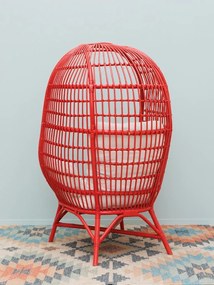 Fotoliu rosu din rattan, perne decorative incluse, Passoa