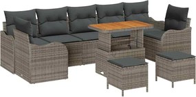 vidaXL Set de canapele pentru grădină cu pernă cu pernă 10 pcs Gri