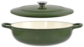 Cratiță din fontă emailată cu capac 31.5x8.5 cm – Perfect Home 80057, verde, pentru cuptor, rețete consistente, gătit fără ardere