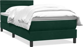 vidaXL Pat box spring cu saltea, verde închis, 80x220 cm, catifea