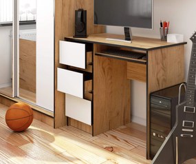 Masă PC Benicio (Stejar craft + Alb) (S). 1070961