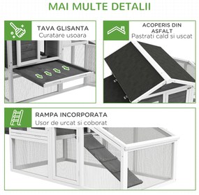 PawHut Cusca pentru Gaini Outoare sau Rate, Cotet Prefabricat din Lemn de Brad cu Acoperis Impermeabil, 178x95x100 cm, Gri