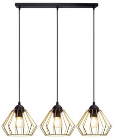 Lustră pe cablu CEED GOLD 3xE27/60W/230V negru/auriu