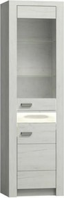Vitrina INFINITY I-04, frasin alb, PAL melaminat/sticla, 56x42x192 cm