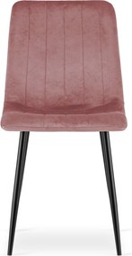 Roz scaun bucatarie LAVA din catifea cu picioare negre