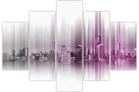 Tablou - Panorama orașului, roz-gri (150x105 cm)