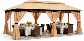ABCCANOPY Foișor de gradina 305x610 cm, cadru din oțel și plasă de țânțari pentru gazon, curte, grădină, terasă, Kaki