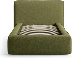 Pat verde tapițat cu spațiu de depozitare cu somieră 90x200 cm Jodie – Micadoni