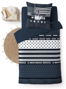 Lenjerie de pat albastru-închis din bumbac pentru pat de o persoană 140x200 cm States – douceur d'intérieur